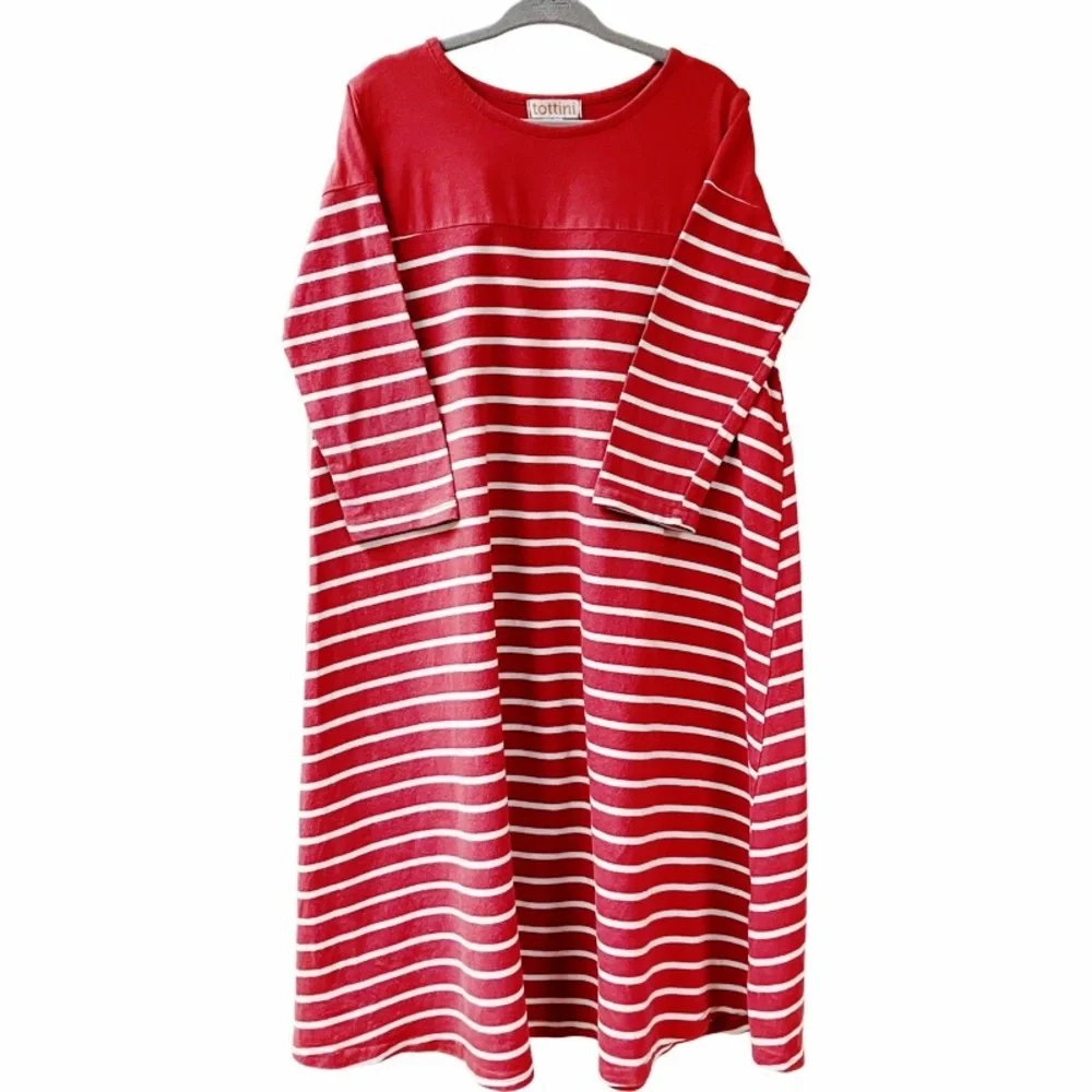 TOTTINI Girls MIDI Dress Boho Boutique Casual Striped SZ 7 Crimson School Party
